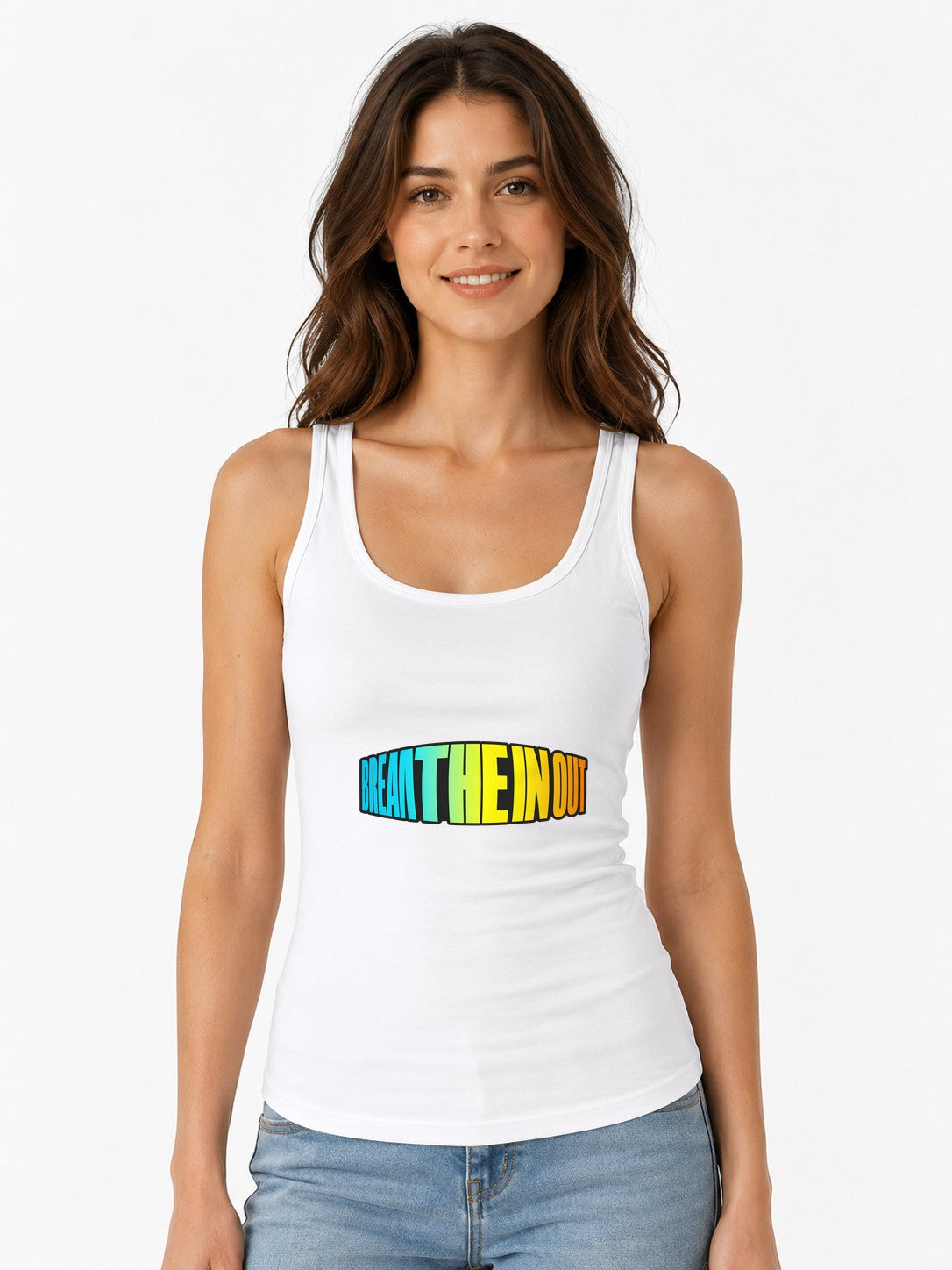 Break The In Out Gradient Typography Shirt - Bold Perspective - White
