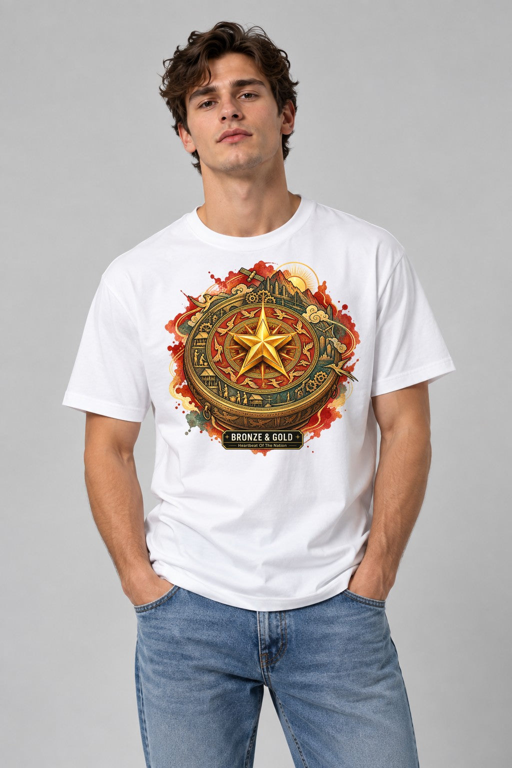 Bronze Gold Drum - White