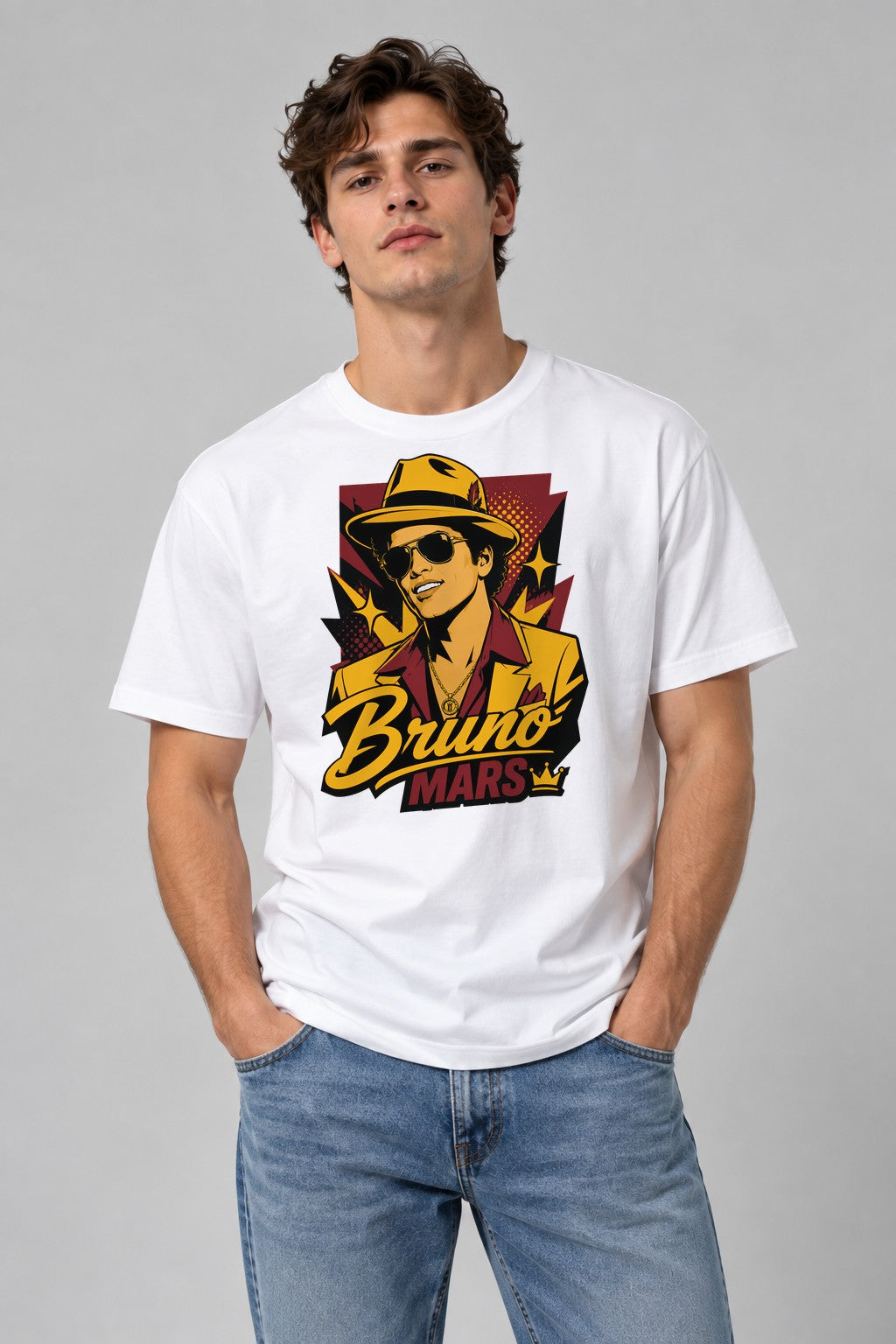 Bruno Mars Portrait - White