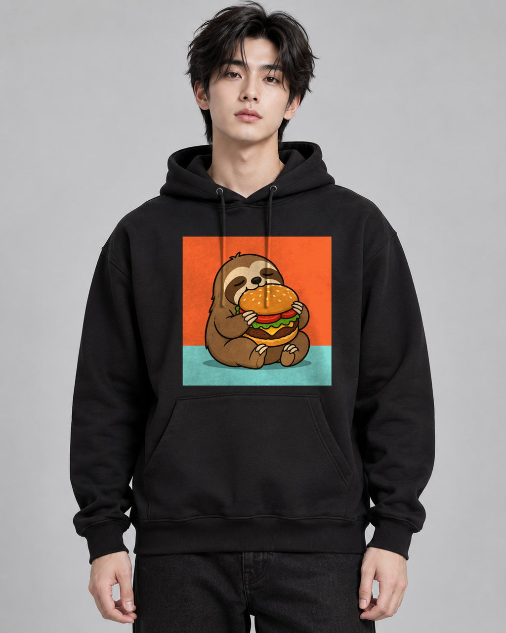 Burger Loving Sloth - Black
