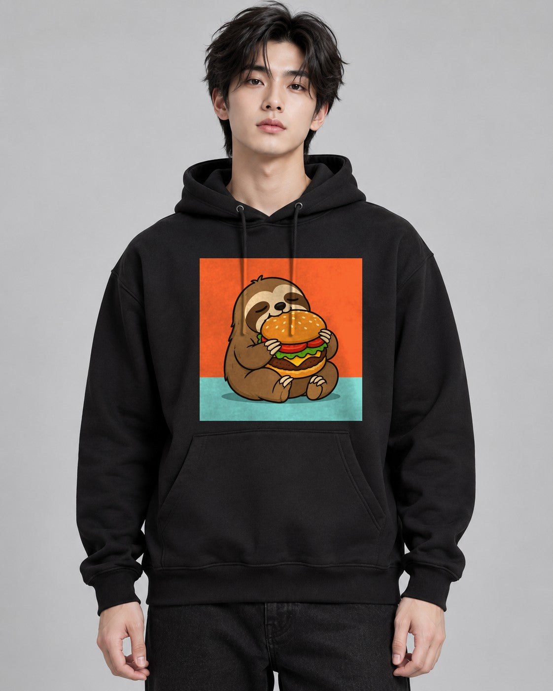 Burger Loving Sloth - Black