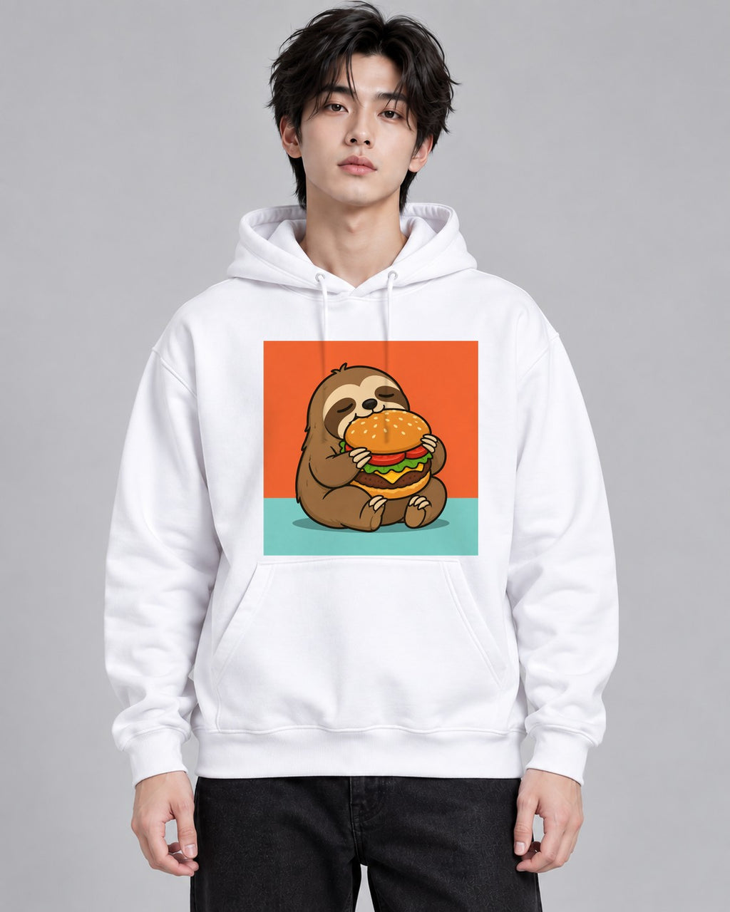 Burger Loving Sloth - White
