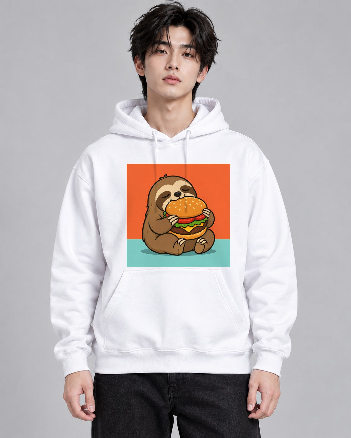 Burger Loving Sloth - White