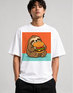Burger Loving Sloth - White