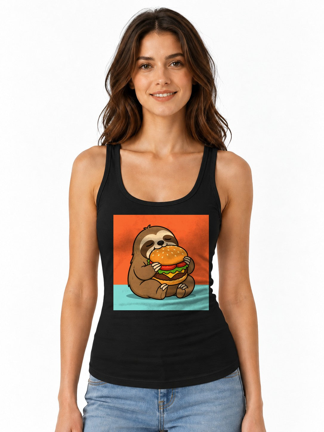 Burger Loving Sloth - Black