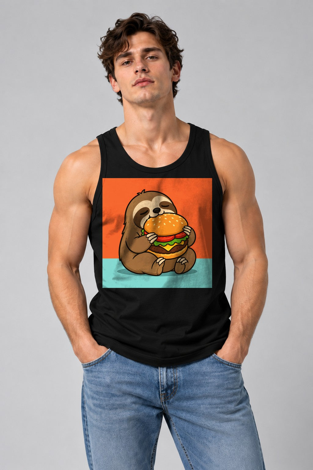 Burger Loving Sloth - Black