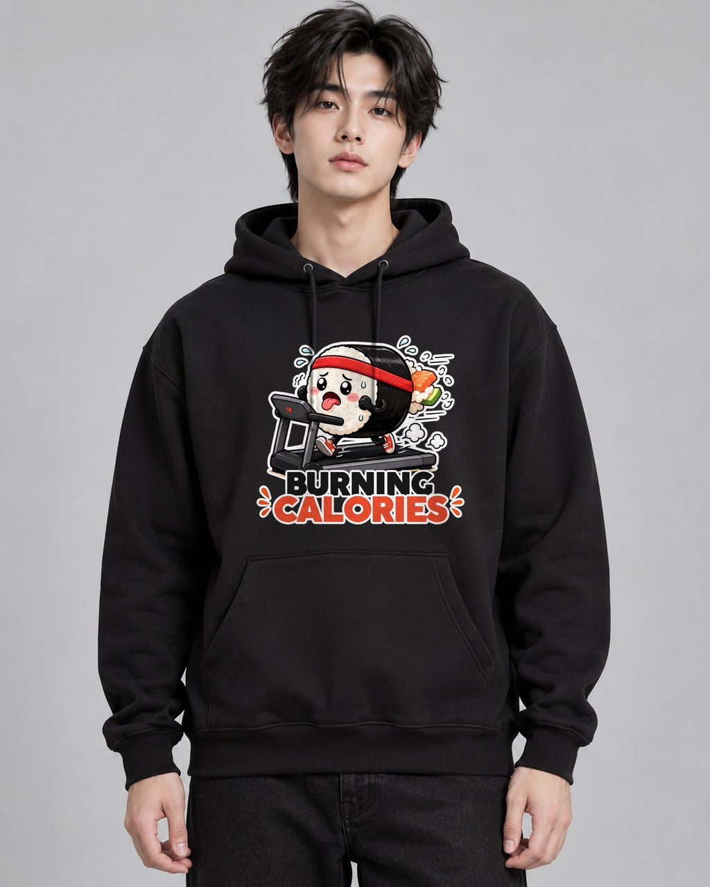 Burning Calories - Funny Sushi On Tr - Black