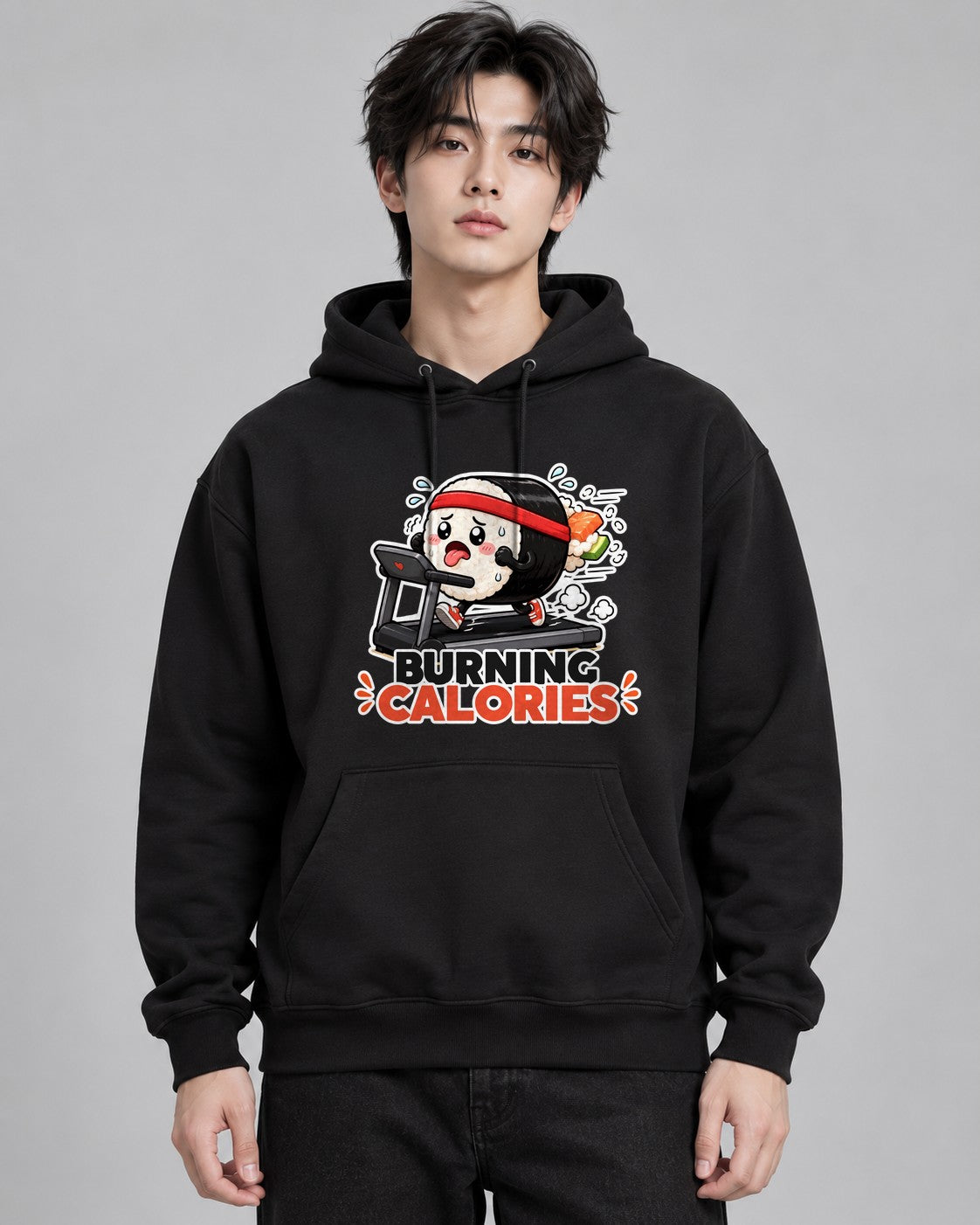 Burning Calories - Funny Sushi On Tr - Black