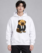 Business On Top Zoom Call Pug Dog Fu - White