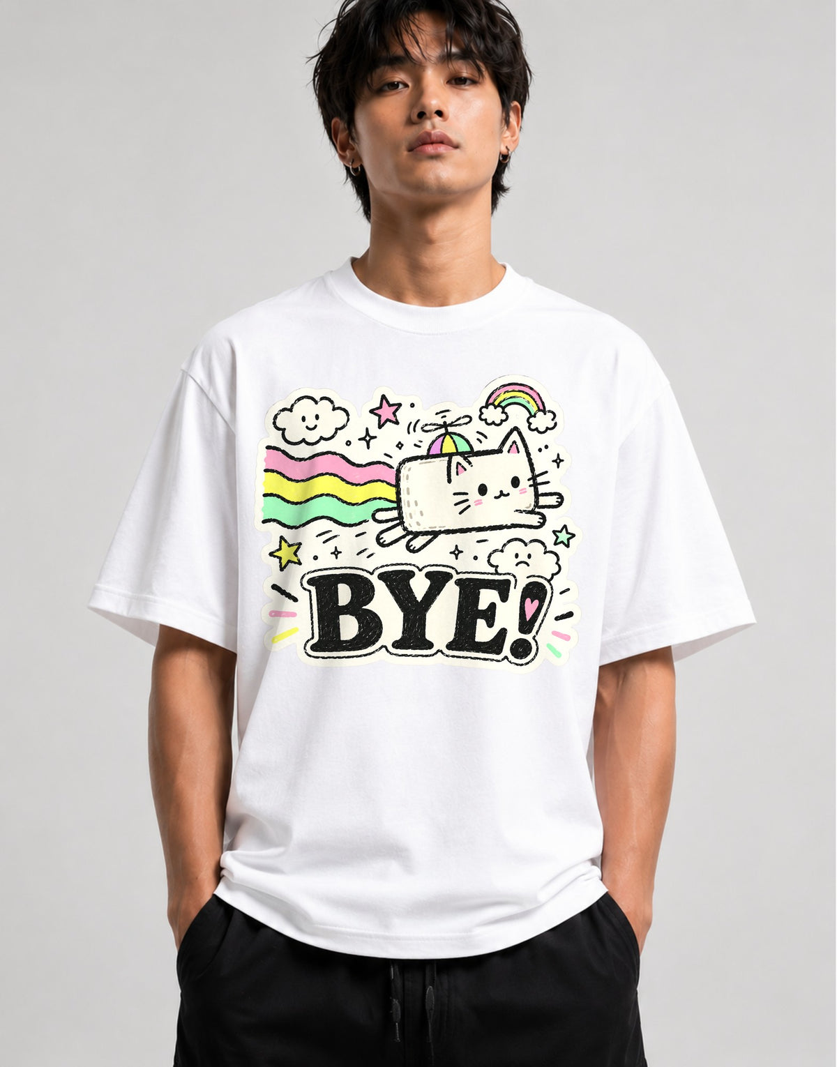 Bye Rainbow Cat - White