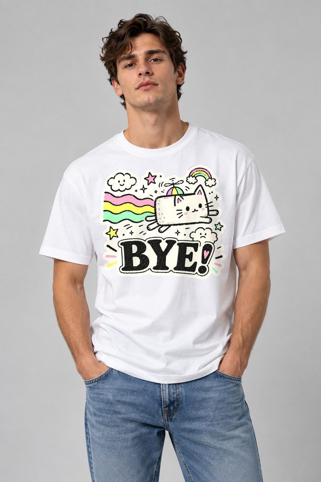 Bye Rainbow Cat - White