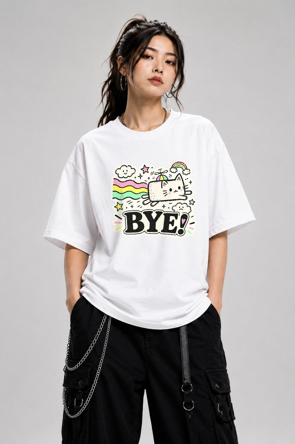 Bye Rainbow Cat - White