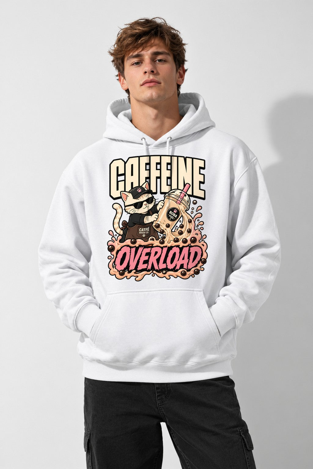 Caffeine Overload Cat - White