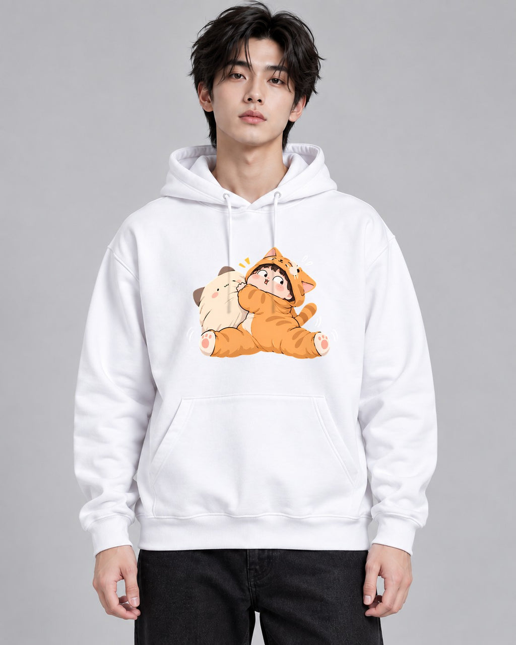 Cat Cuddle Onesie - White