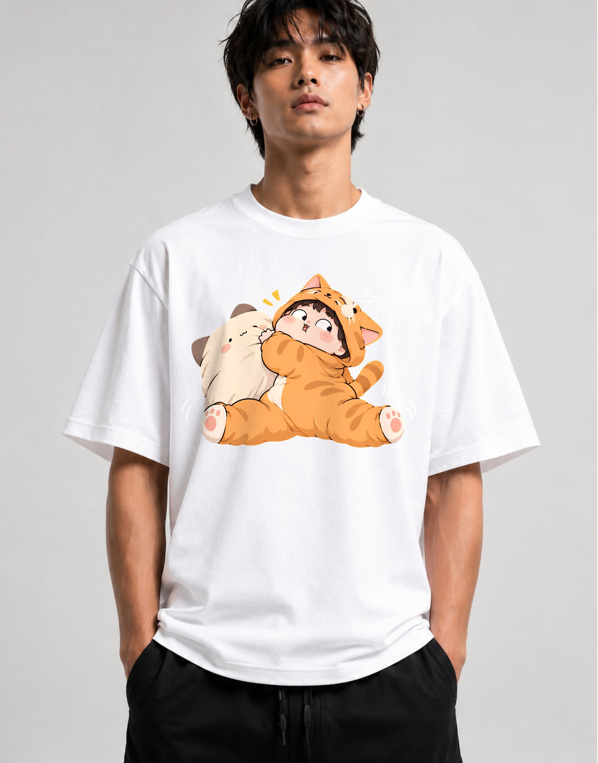 Cat Cuddle Onesie - White