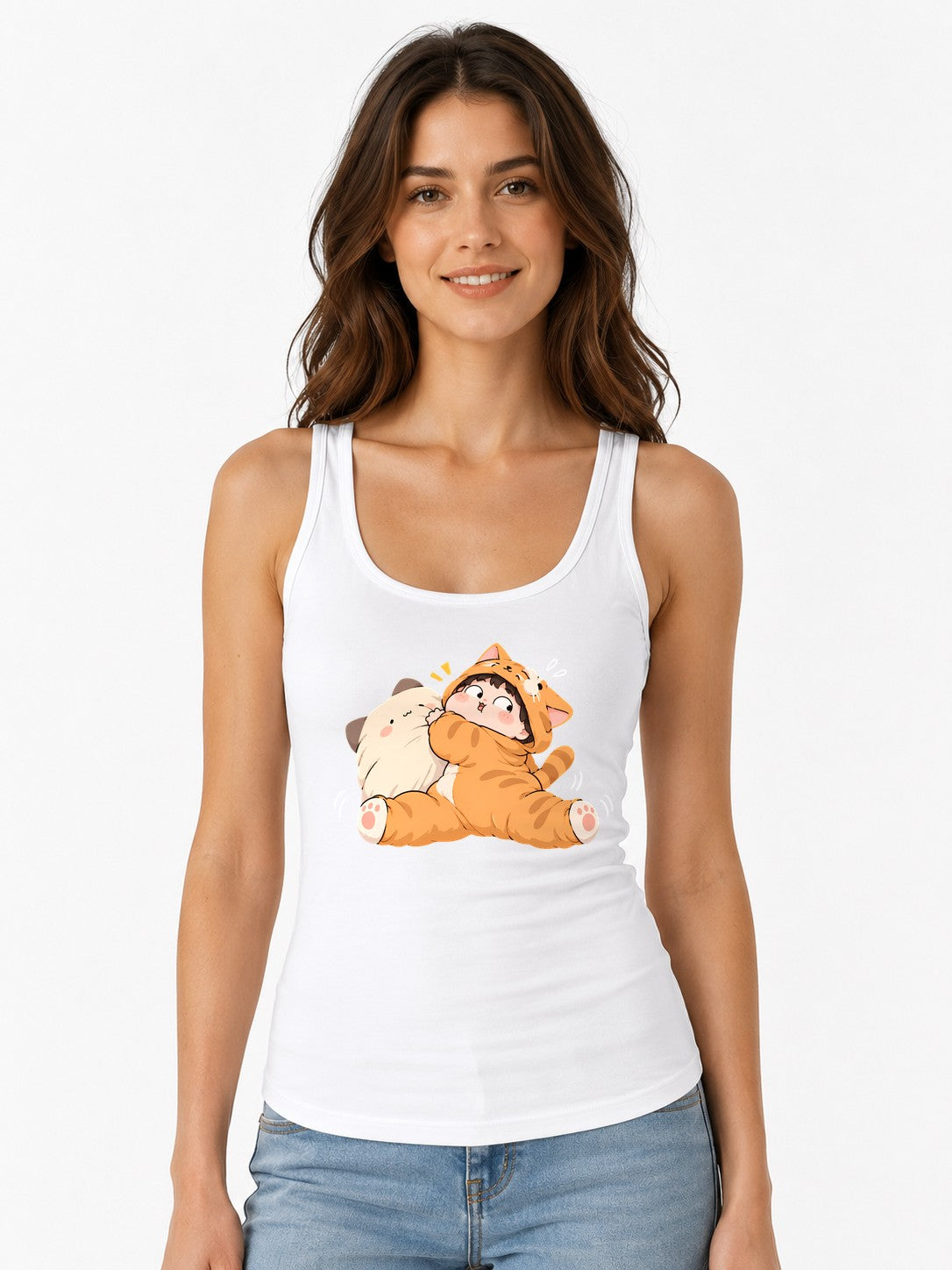 Cat Cuddle Onesie - White