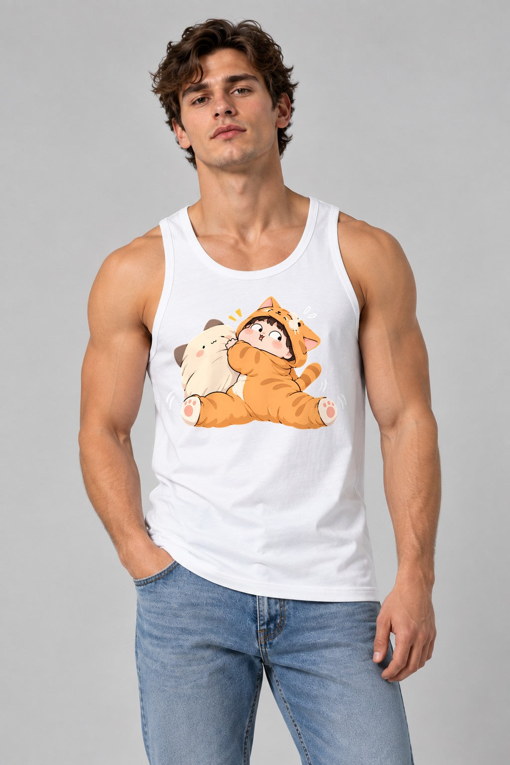 Cat Cuddle Onesie - White