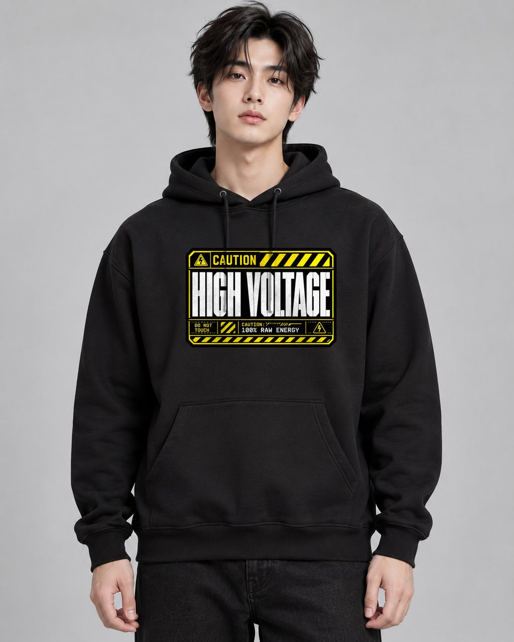 Caution High Voltage Industrial Haza - Black