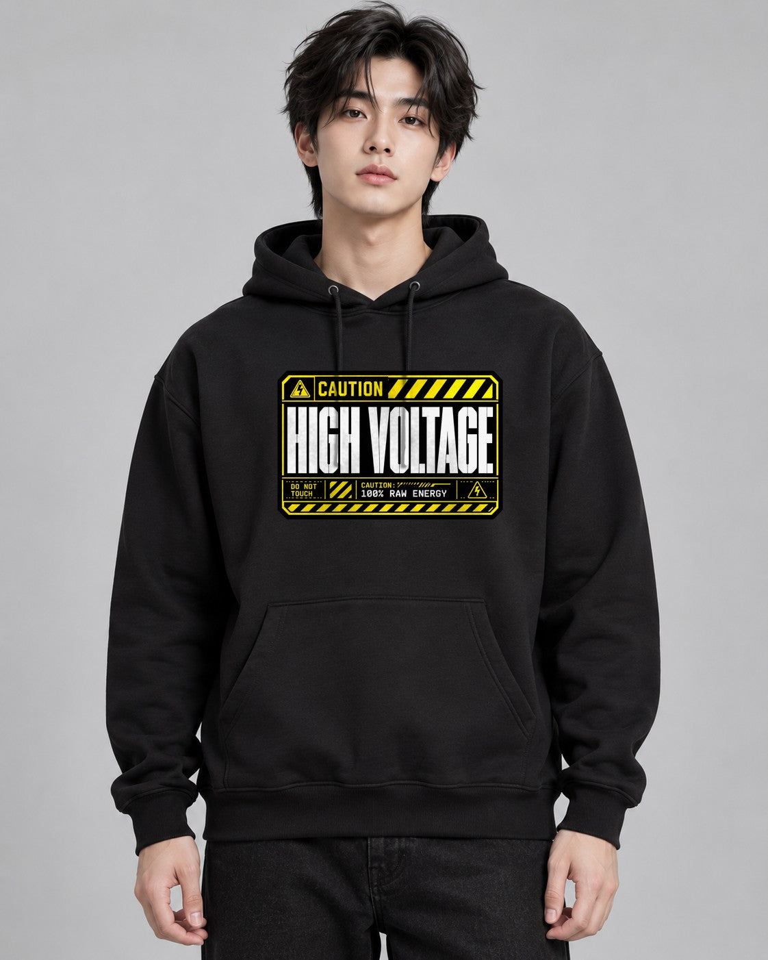 Caution High Voltage Industrial Haza - Black