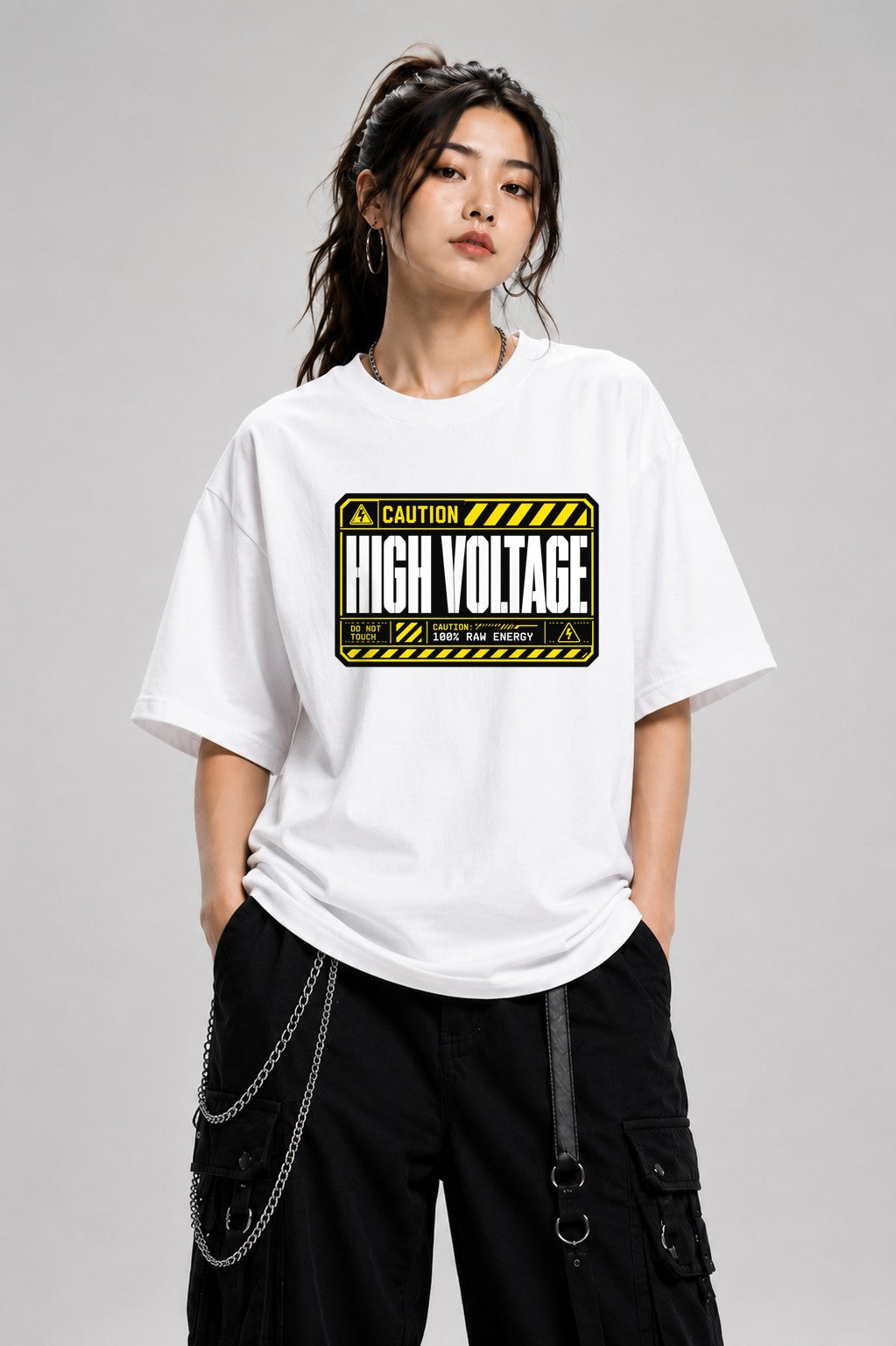 Caution High Voltage Industrial Haza - White