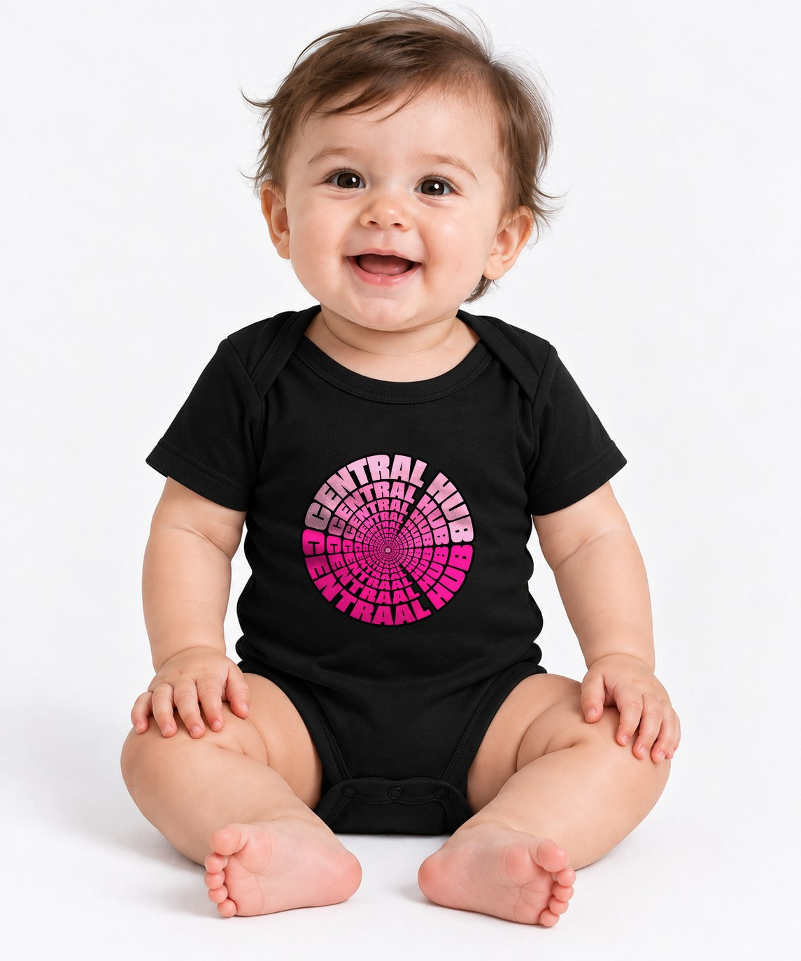 Central Hub Tunnel Shirt - Hypnotic Pink Spiral Vortex Graphic Tee - Black
