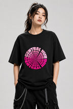 Central Hub Tunnel Shirt - Hypnotic Pink Spiral Vortex Graphic Tee - Black