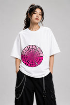 Central Hub Tunnel Shirt - Hypnotic Pink Spiral Vortex Graphic Tee - White