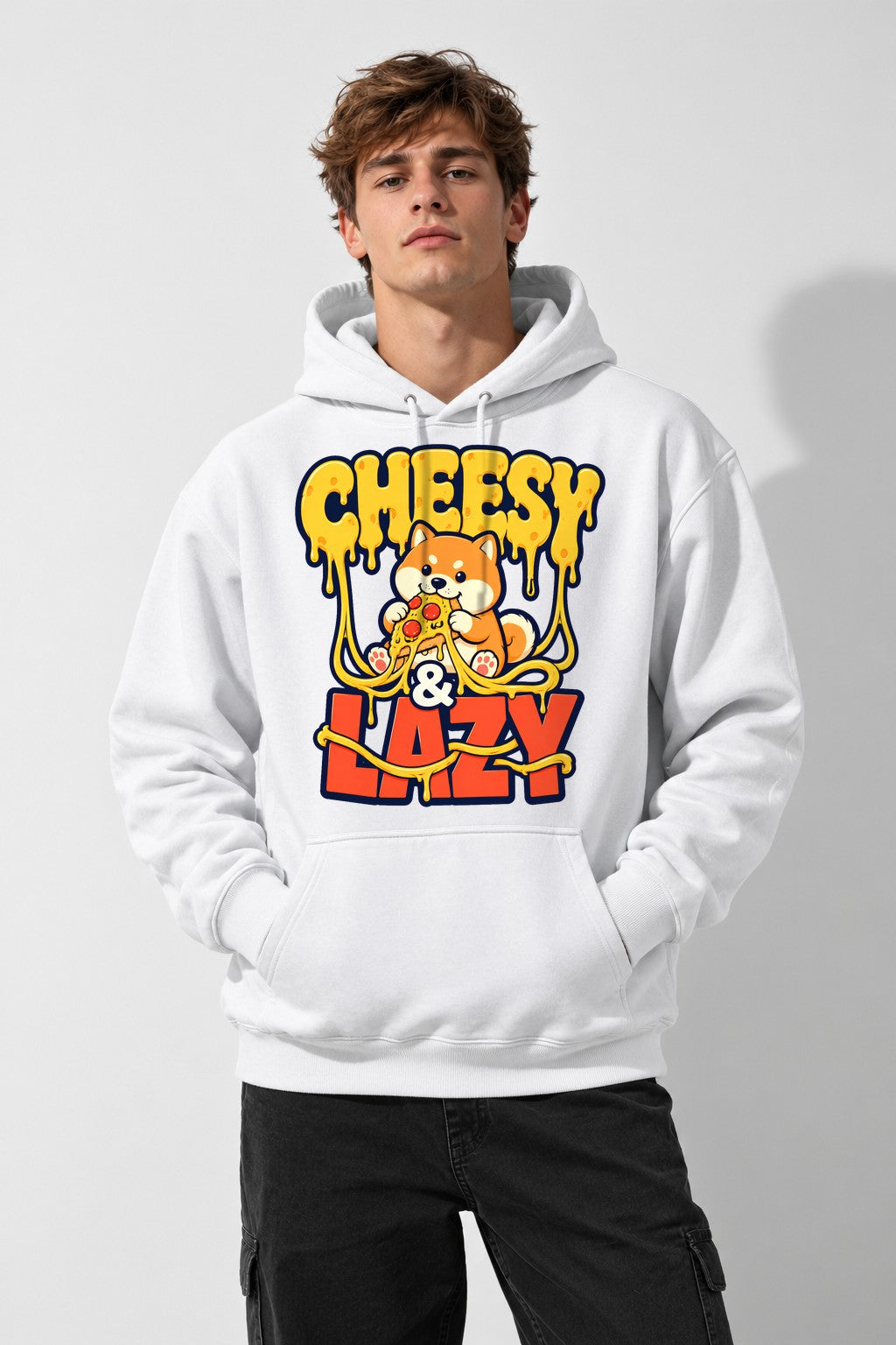 Cheesy & Lazy Shiba - White