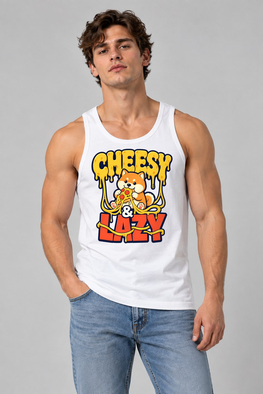 Cheesy & Lazy Shiba - White