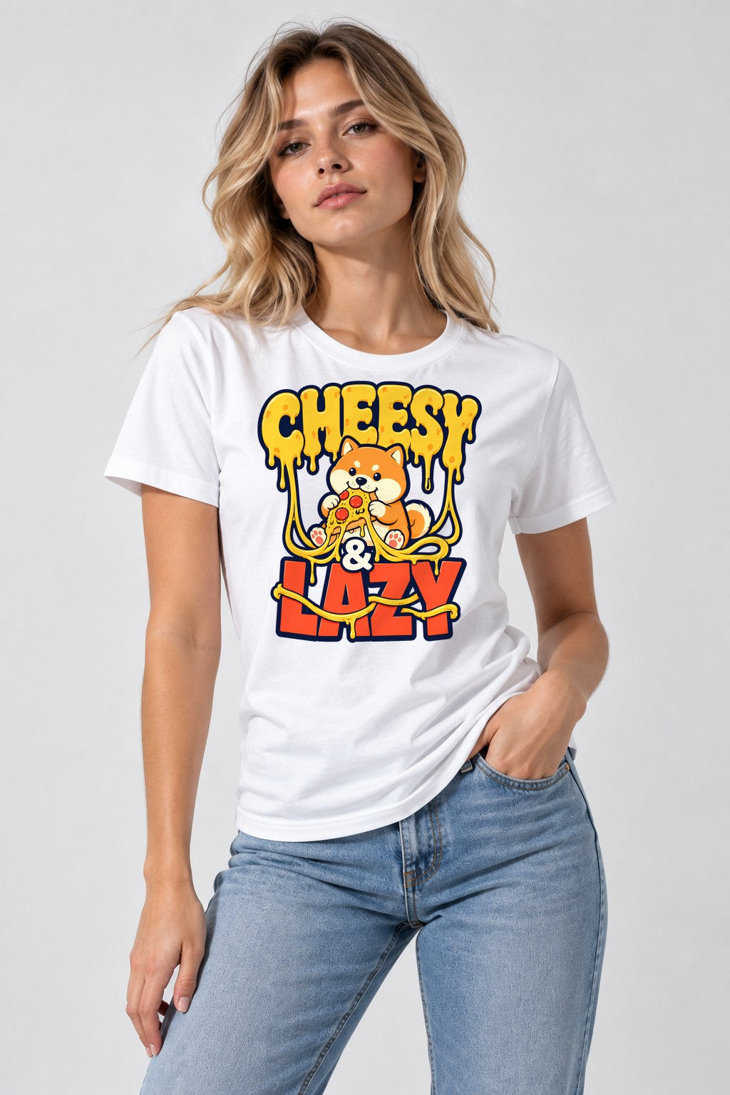 Cheesy & Lazy Shiba - White