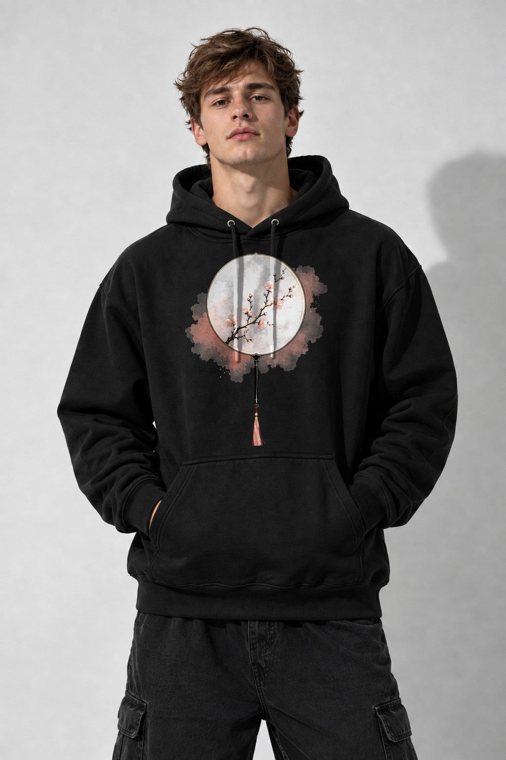 Cherry Blossom Fan - Black
