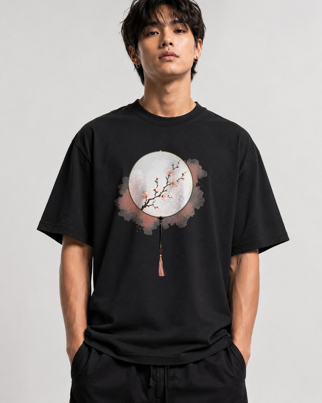 Cherry Blossom Fan - Black