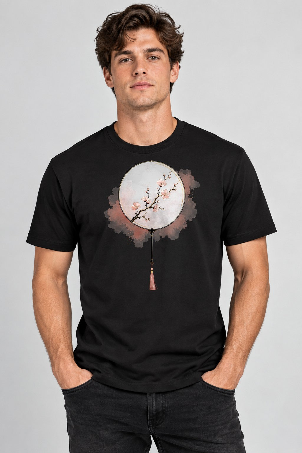 Cherry Blossom Fan - Black