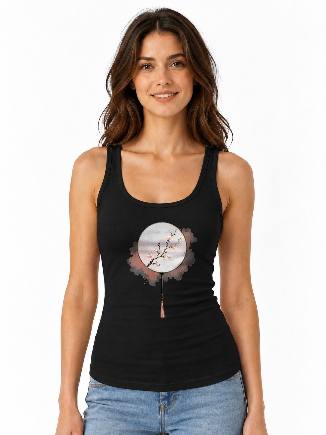 Cherry Blossom Fan - Black