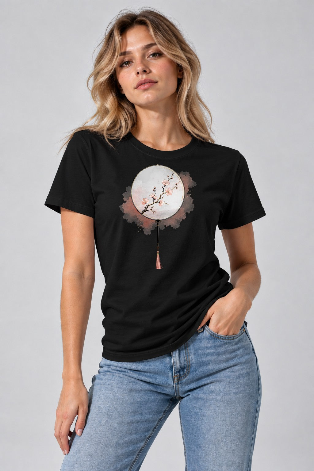 Cherry Blossom Fan - Black