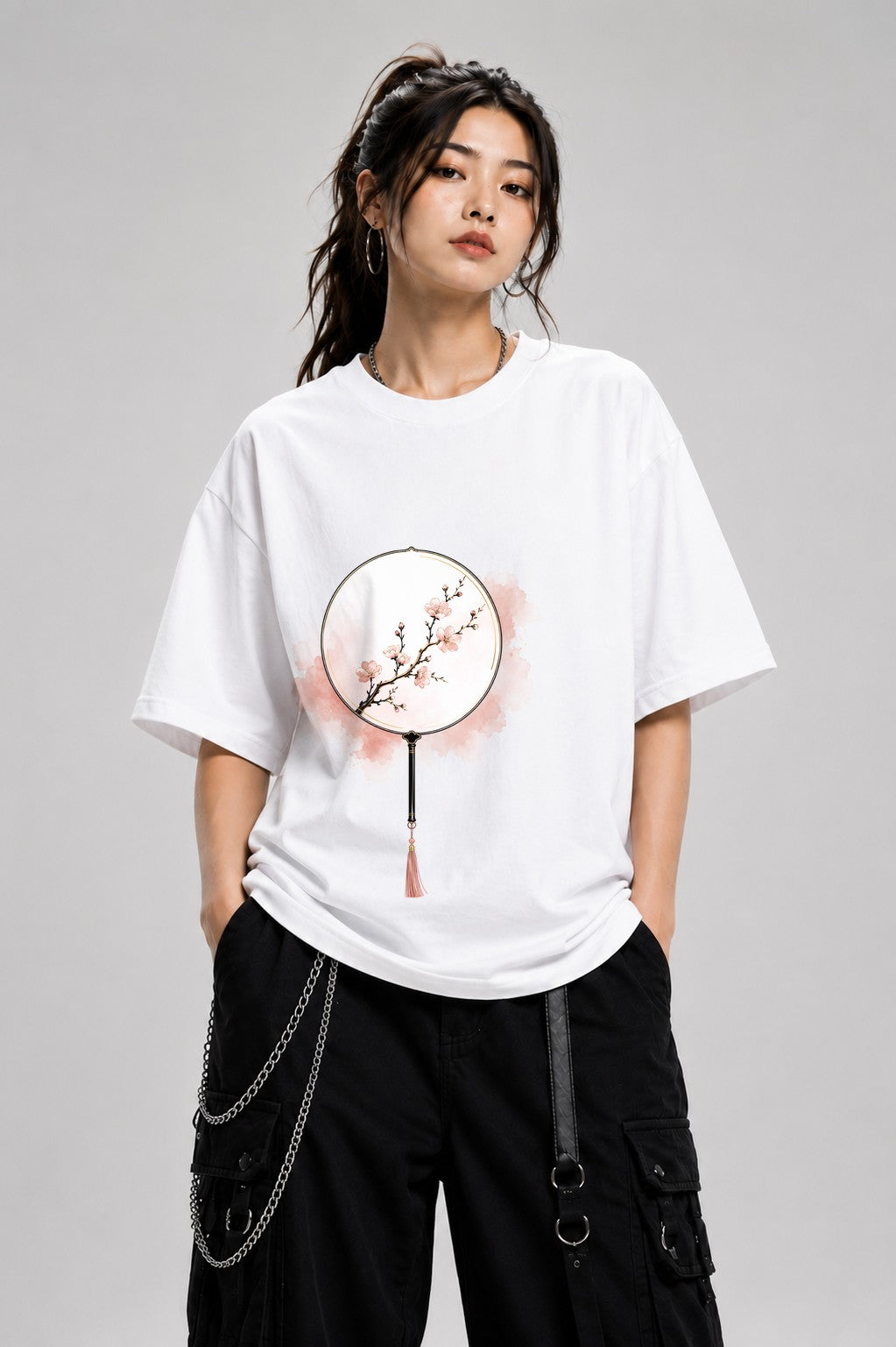 Cherry Blossom Fan - White