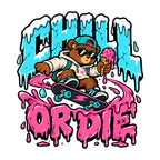 Chill Or Die Skateboarding Bear Graphic Tee - Street Art Style