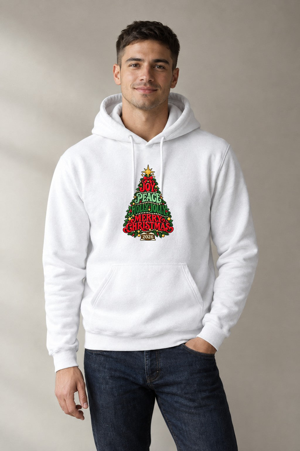 Christmas Tree Typography - White