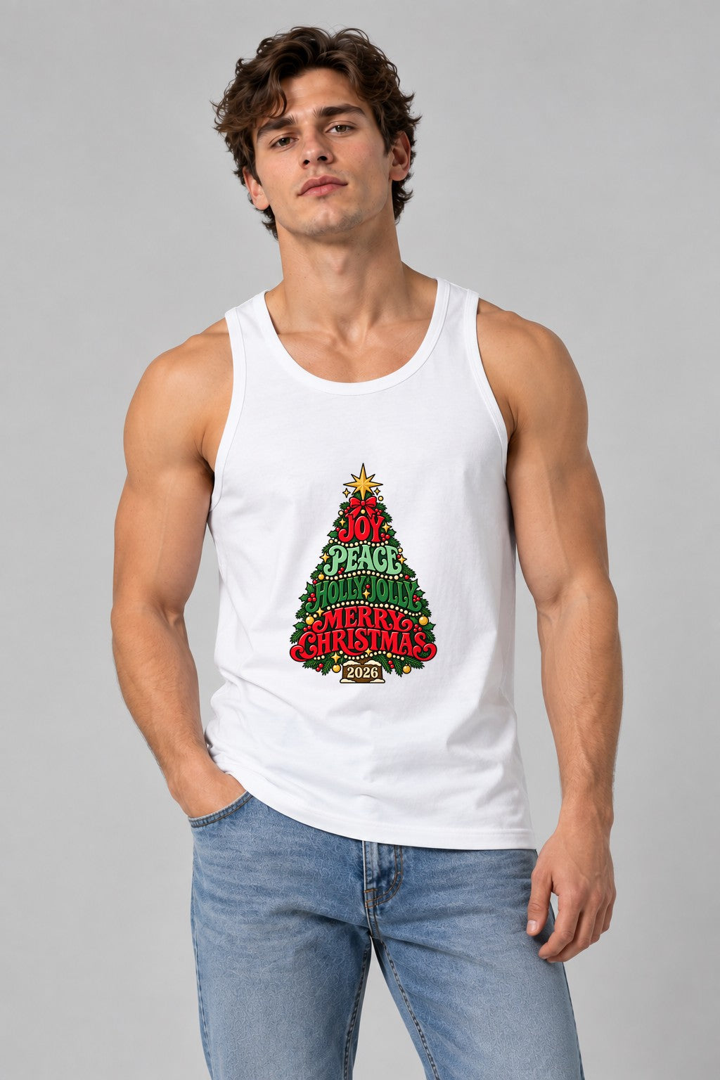 Christmas Tree Typography - White
