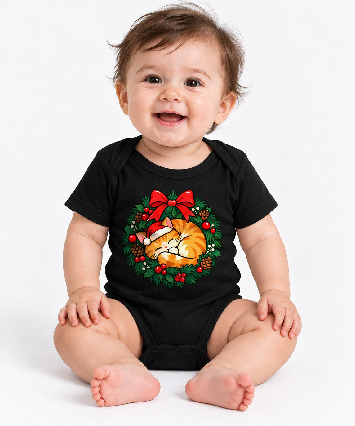 Christmas Wreath Kitten - Black