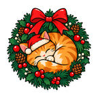 Christmas Wreath Kitten