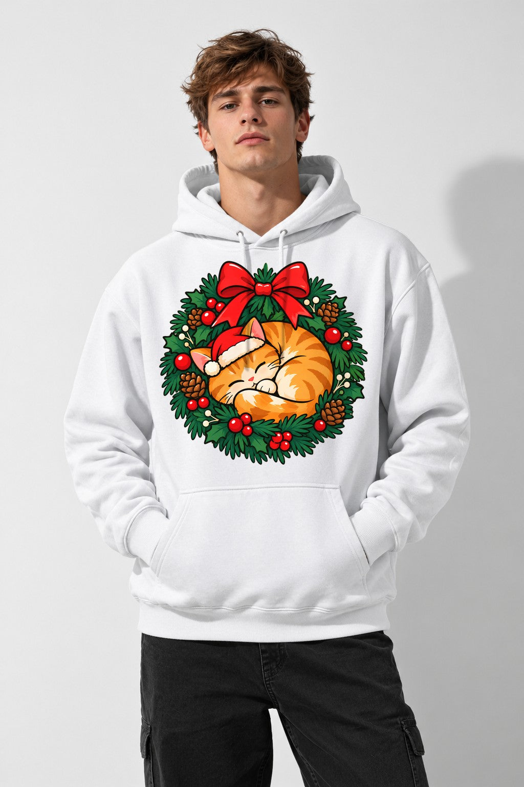 Christmas Wreath Kitten - White