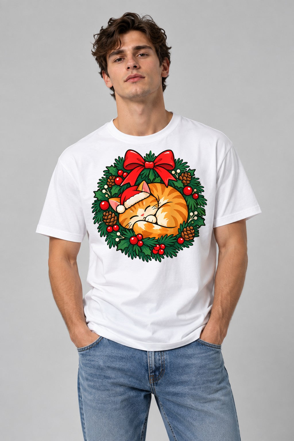 Christmas Wreath Kitten - White