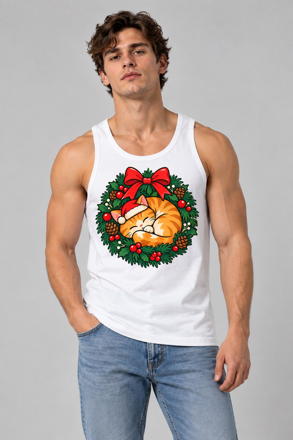 Christmas Wreath Kitten - White