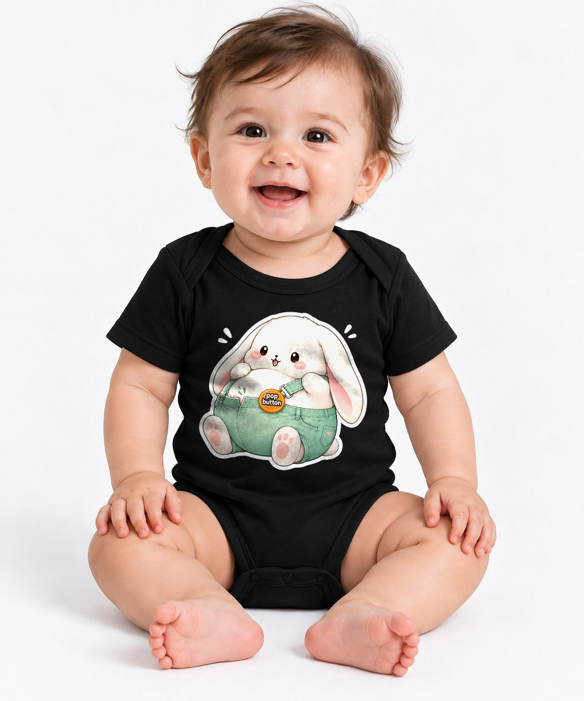 Chubby Bunny Button - Black