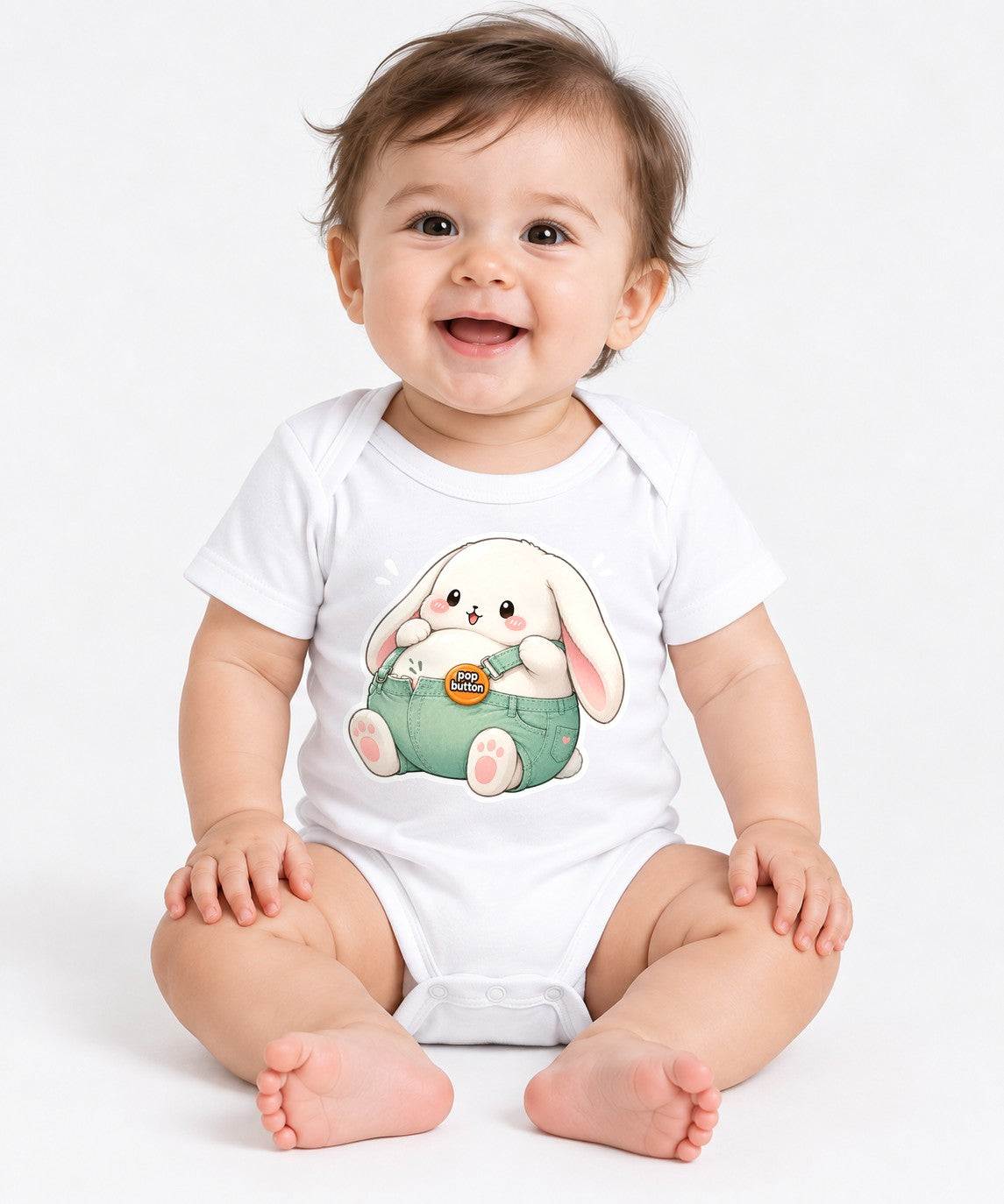 Chubby Bunny Button - White