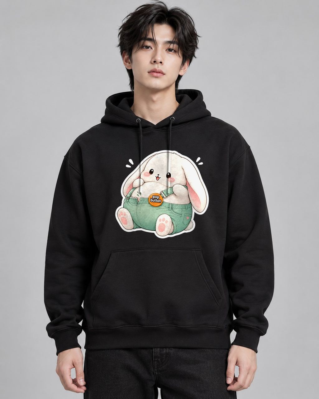 Chubby Bunny Button - Black
