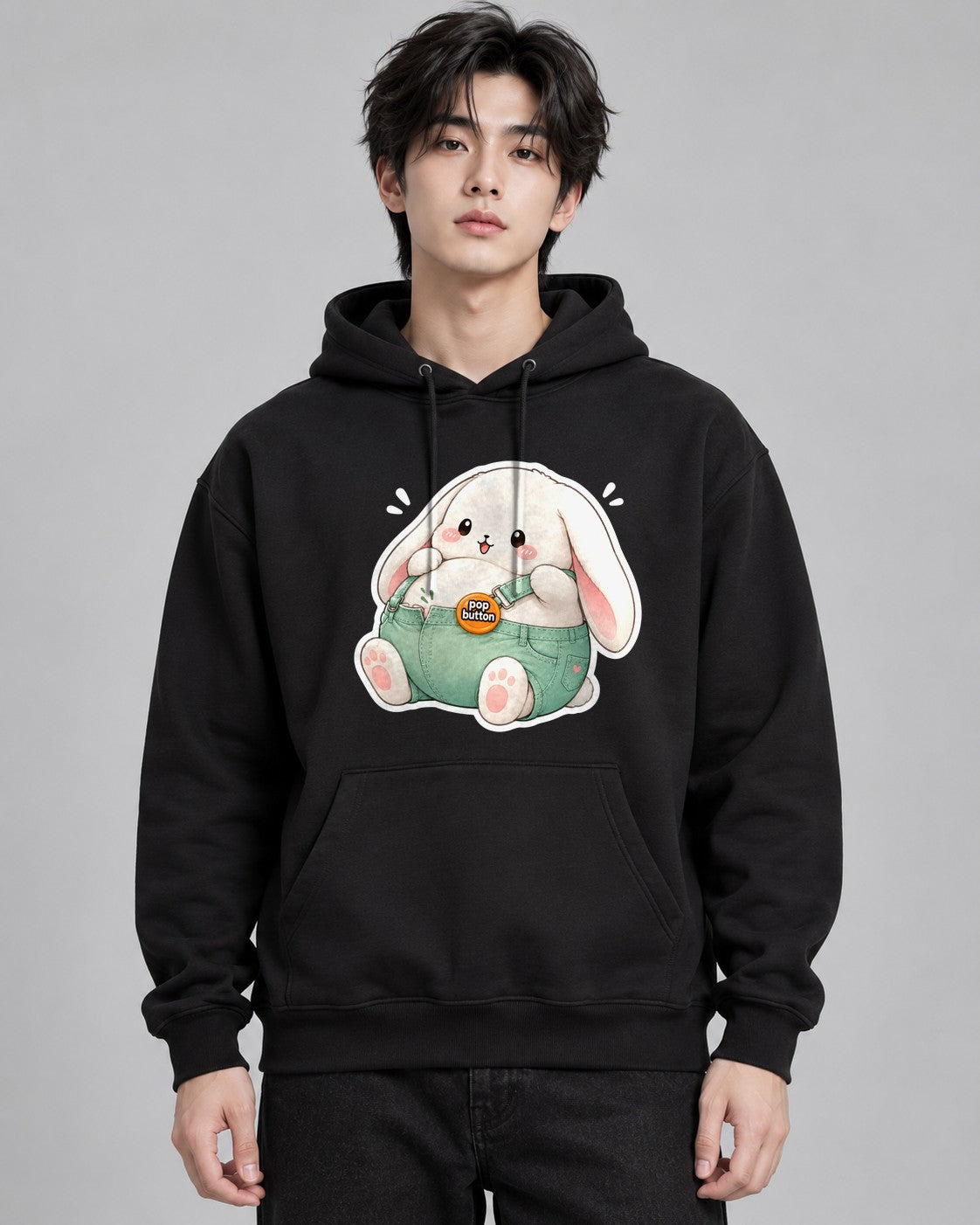Chubby Bunny Button - Black