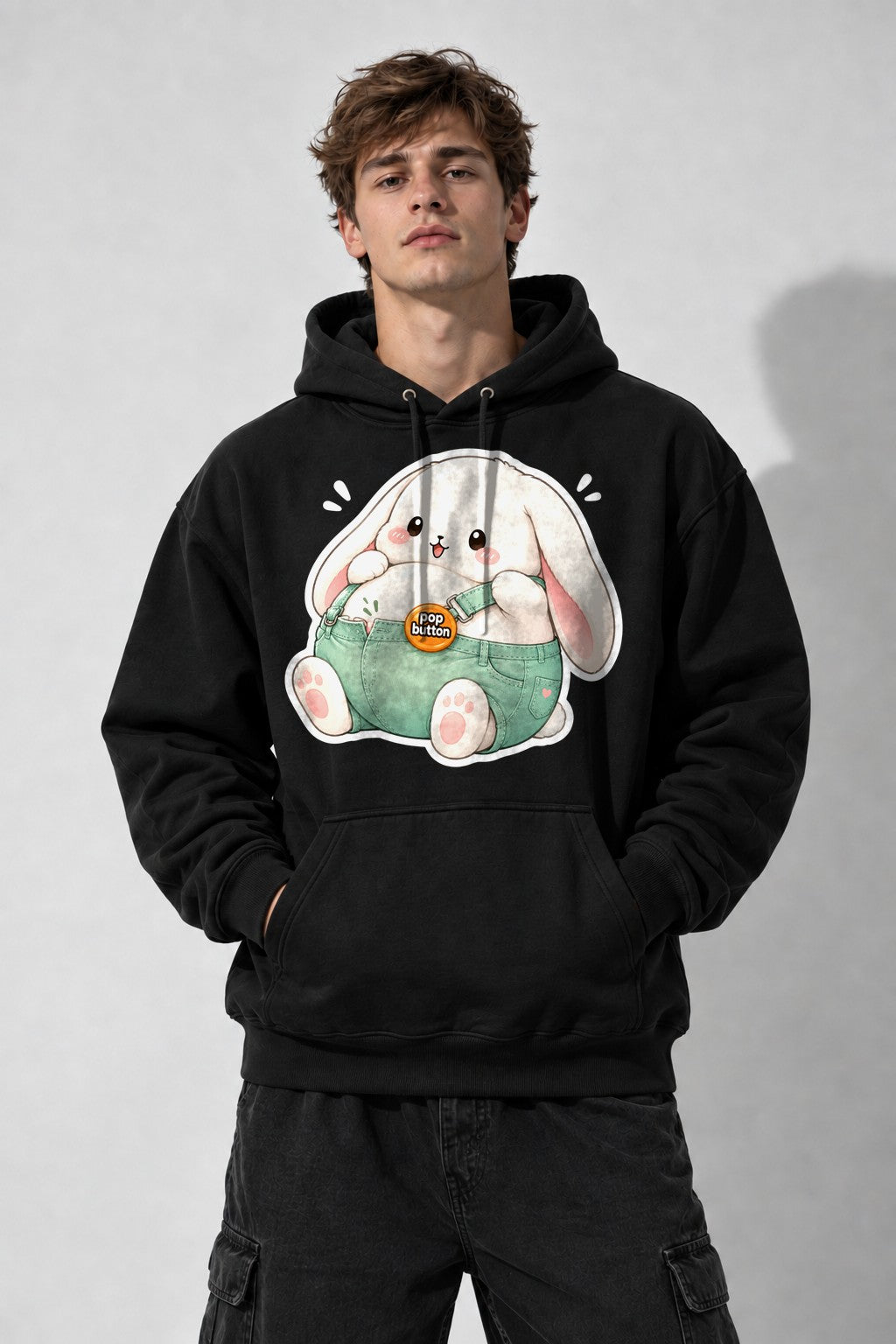 Chubby Bunny Button - Black