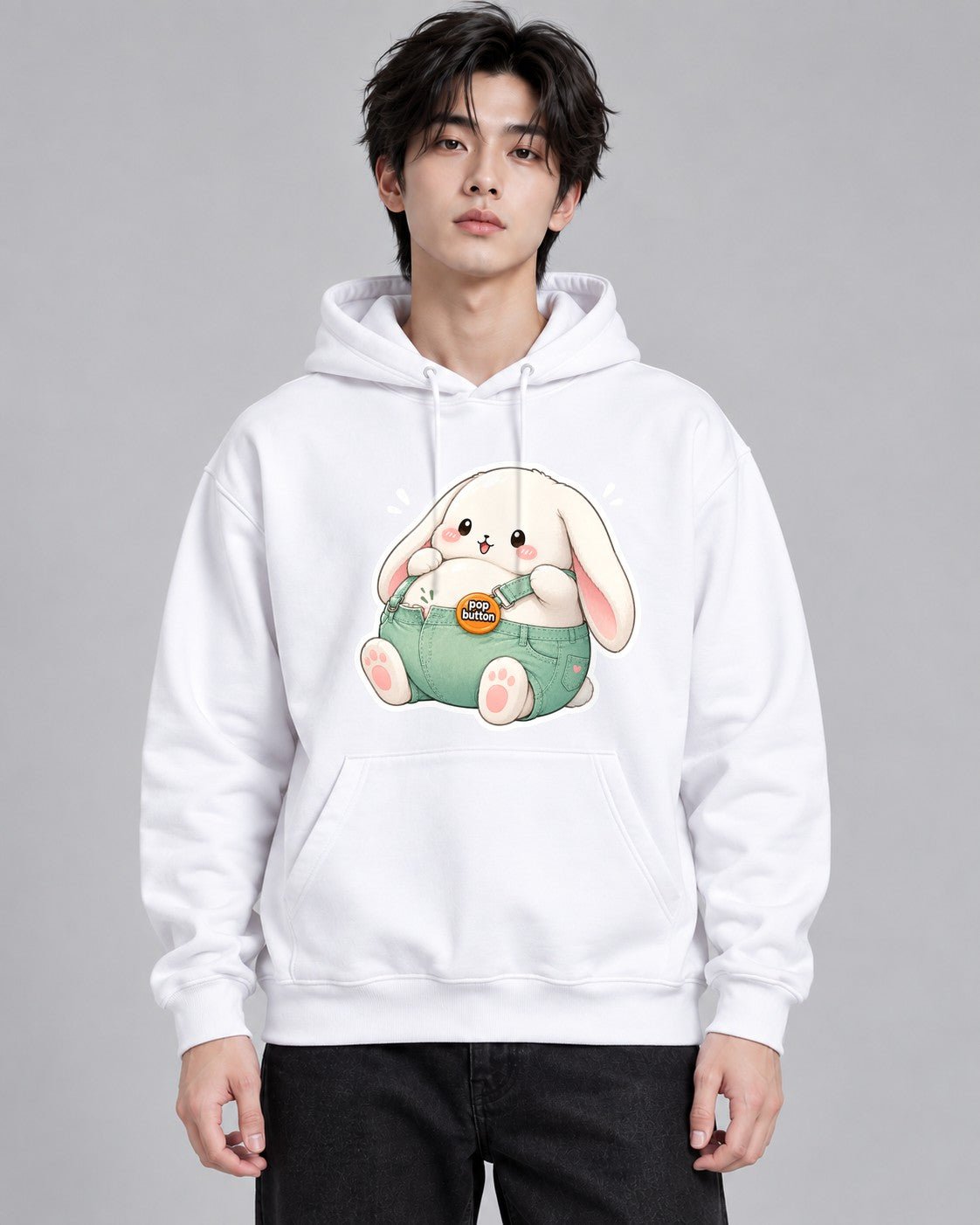 Chubby Bunny Button - White